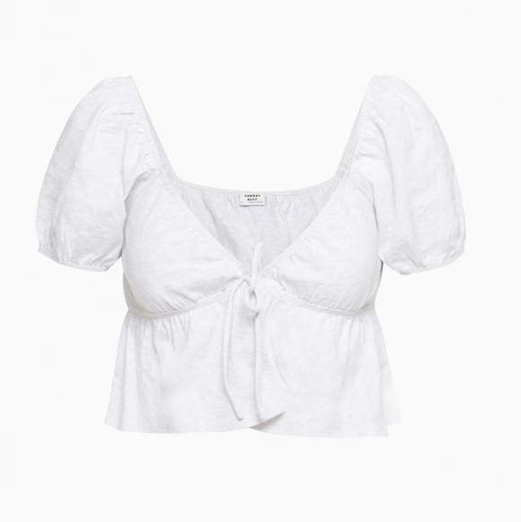 Sunday Best Tops - 4/$16 ❇️ Sunday Best Kaia White Puff Sleeve Crop Top